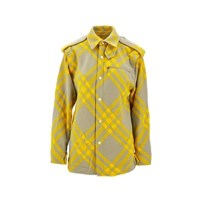 Burberry Wool Checked Jacket In Yellow
