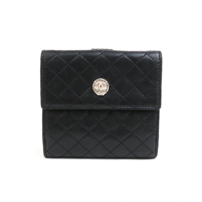 Pre-owned Chanel Porte Monnaie Black Leather Wallet  ()