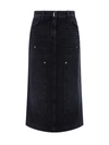 Givenchy Womens Faded Black Faded-wash Mid-rise Denim Maxi Skirt In Faded Black
