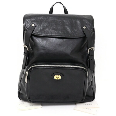 Gucci Backpack Black Leather Backpack Bag ()