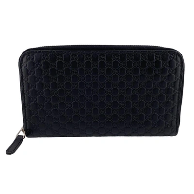 Gucci Micro Ssima Black Leather Wallet  ()