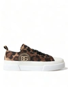 DOLCE & GABBANA BROWN LEOPARD CANVAS SNEAKERS SHOES