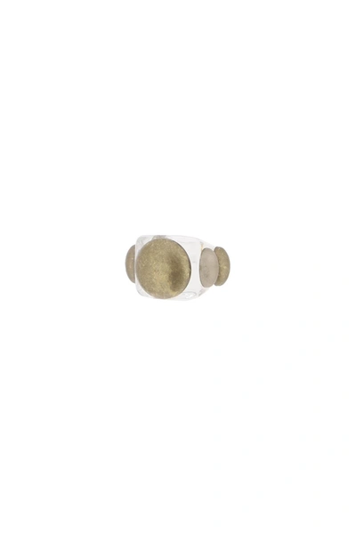 La Manso Crystal Aged Gold Ring In Mixed Colours