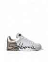 DOLCE & GABBANA WHITE GOLD LACE UP WOMENS LOW TOP SNEAKERS