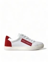 Dolce & Gabbana White Red Leather Low Top Sneakers Shoes