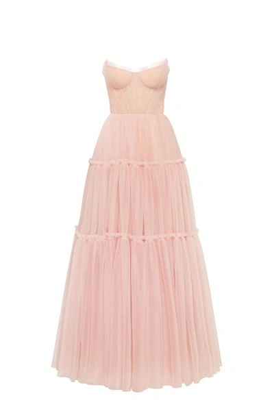 Milla Misty Rose Tulle Maxi Dress With Ruffled Skirt, Garden Of Eden