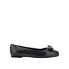 Ferragamo Vanna Vara Bow Ballet Flats In Calf Leather In Black