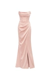 Milla Fancy Satin Misty Rose Maxi Dress, Garden Of Eden In Misty Rose