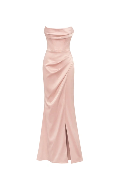 Milla Fancy Satin Misty Rose Maxi Dress, Garden Of Eden In Pink