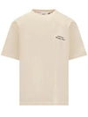 Gcds Embroidered-logo Cotton T-shirt In Beige