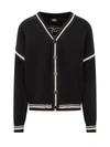 Gcds Logo Embroidered Knitted Cardigan In Black