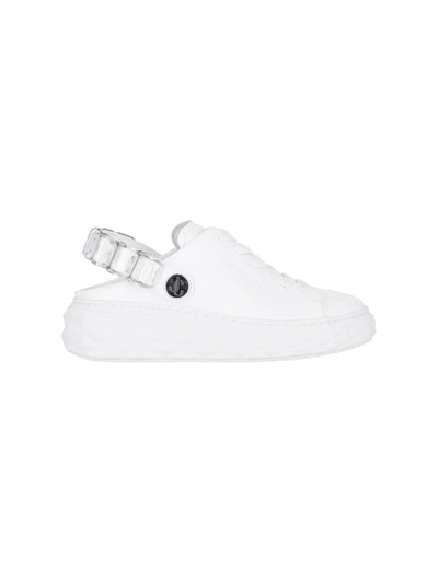 Jimmy Choo Leather Diamond Sneakers In White