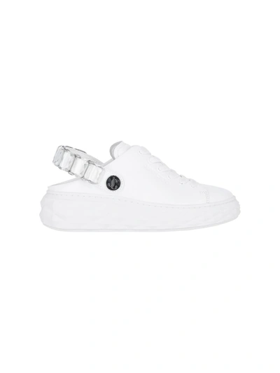 Jimmy Choo Womens V White/powder Pink Diamond Sling Crystal-embellished Leather Slingback Low-top Trainers Eur