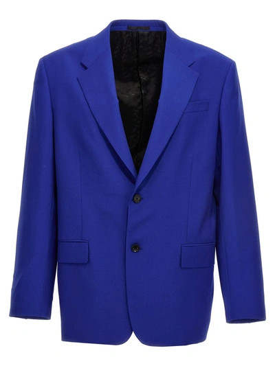 Versace Single-breasted Blazer Jacket In Blue