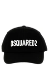 DSQUARED2 LOGO EMBROIDERY CAP HATS WHITE/BLACK