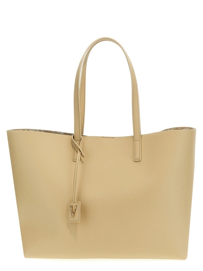 Versace Virtus Tote Bag Black In Beige