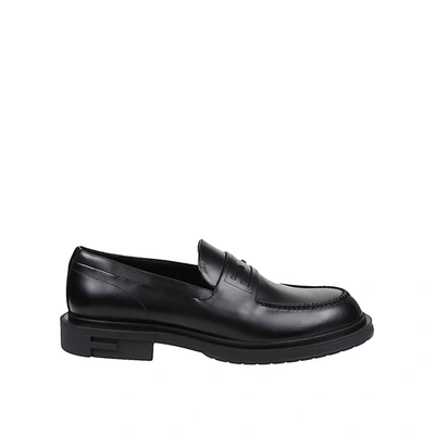 Fendi Leather Loafers In Black