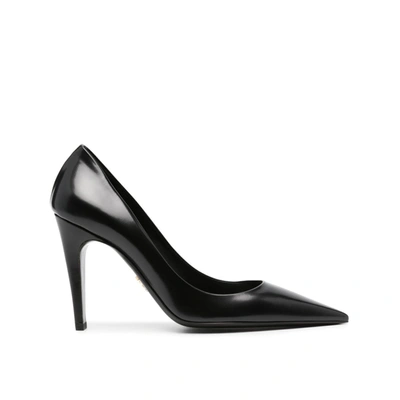Prada Patent Saffiano Leather Pumps In Black