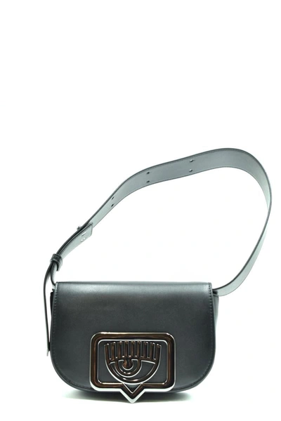 Chiara Ferragni Logo Plaque Shoulder Bag In Black