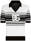 Dolce & Gabbana Stripe-print Silk Polo Shirt In White