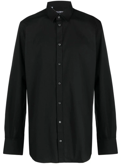 Dolce & Gabbana Gold-fit Cotton Shirt In Black