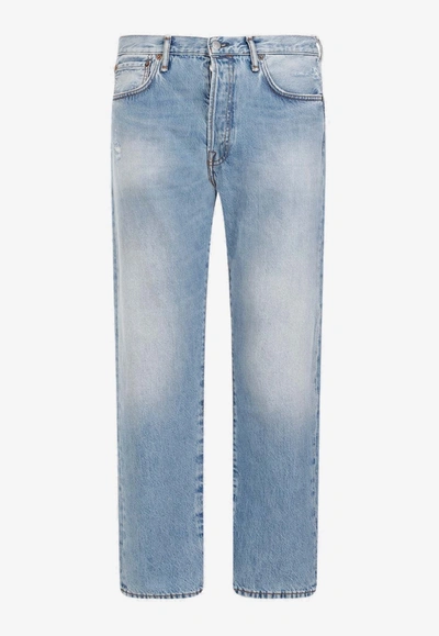 Acne Studios Mens Light Blue 1996 Faded-wash Straight-leg Mid-rise Organic-denim Jeans