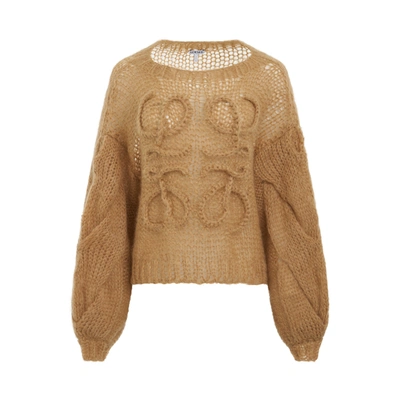 Loewe Anagram-logo Oversized Mohair-blend Sweater In Neutral