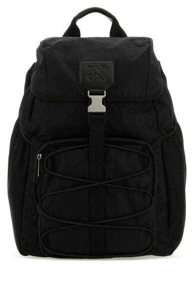 Palm Angels Logo Patch Foldover Top Backpack In Black