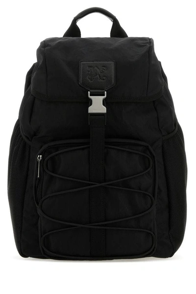 Palm Angels Man Black Canvas Backpack