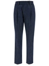 BRUNELLO CUCINELLI BLUE PANTS WITH ELASTIC WAISTBAND IN COTTON DENIM WOMAN