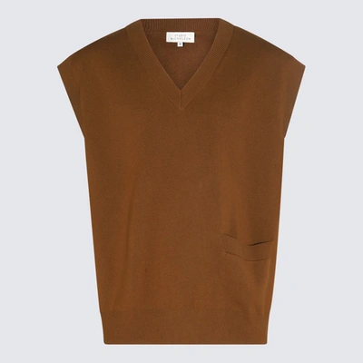 Studio Nicholson V-neck Knitted Vest In Brown
