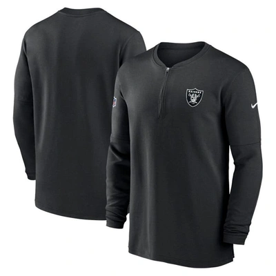 Nike Las Vegas Raiders Sideline Menâs  Men's Dri-fit Nfl 1/2-zip Long-sleeve Top In Black