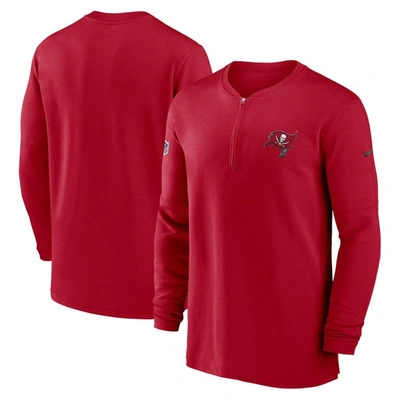 Nike Tampa Bay Buccaneers Sideline Menâs  Men's Dri-fit Nfl 1/2-zip Long-sleeve Top In Red