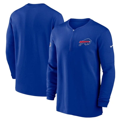 Nike Royal Buffalo Bills 2023 Sideline Performance Long Sleeve Tri-blend Quarter-zip Top In Blue