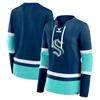 Fanatics Branded  Deep Sea Blue/light Blue Seattle Kraken Top Speed Lace-up Pullover Sweatshirt In Navy