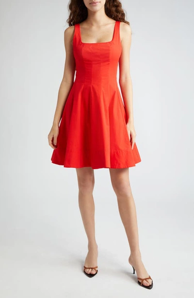 Staud Wells Corset Poplin Mini Dress In Red