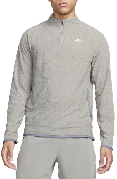 Nike Dri-fit Half Zip Midlayer Trail Running Top In Grey