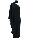 TALLER MARMO LONG BLACK ONE-SHOULDER DRESS WITH CUT-OUT IN ACETATE BLEND WOMAN