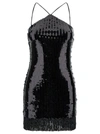 TALLER MARMO MIN BLACK DRESS WITH ALL-OVER SEQUINS AND FRINGES IN FABRIC WOMAN