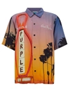 PURPLE BRAND MULTICOLOR BOWLING SHIRT WITH BLUE SKY INN PRINT IN VISCOSE MAN
