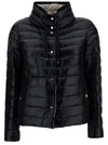 HERNO BLACK AND WHITE REVERSIBLE DOWN JACKET WITH FUNNEL NECK IN POLYAMIDE WOMAN