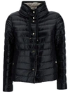 Herno Black And White Reversible Down Jacket With Funnel Neck In Polyamide Woman In Multicolor