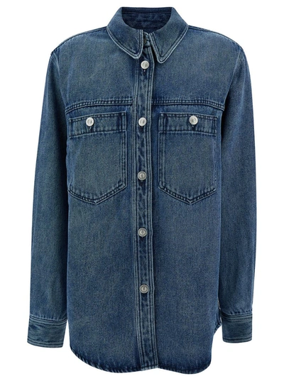 ISABEL MARANT BLUE SHIRT WITH PATCH POCKETS AND BUTTONS IN DENIM WOMAN
