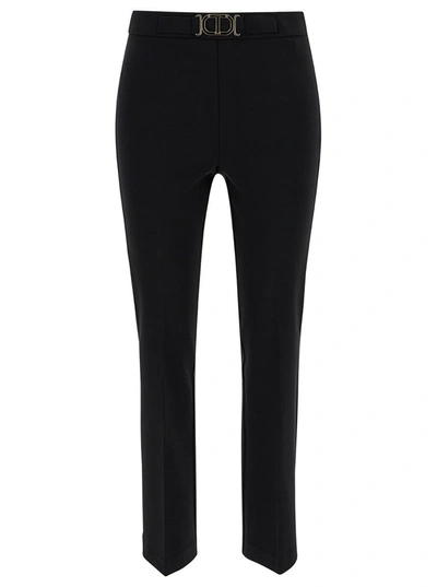 Twinset Cropped Tailored Trousers In Black