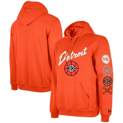 New Era Men's  Orange Detroit Pistons Big And Tall 2023/24 City Edition Jersey Pullover Hoodie