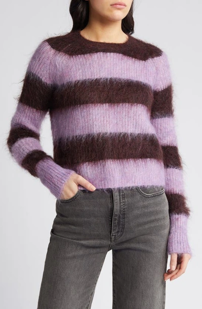 Allsaints Lou Brushed Striped Sweater In Raisin Red/lilac