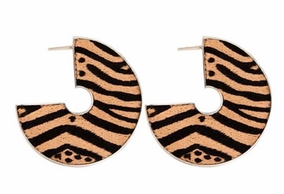 Mignonne Gavigan Animal Mega Hoop In Nude Zebra In Black