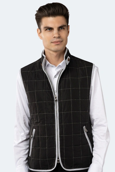 Luchiano Visconti Black Quilted Zip Up Vest