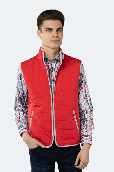 Luchiano Visconti Red Quilted Zip Up Vest