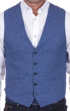 Luchiano Visconti Blue Dobby Woven Vest In Blue
